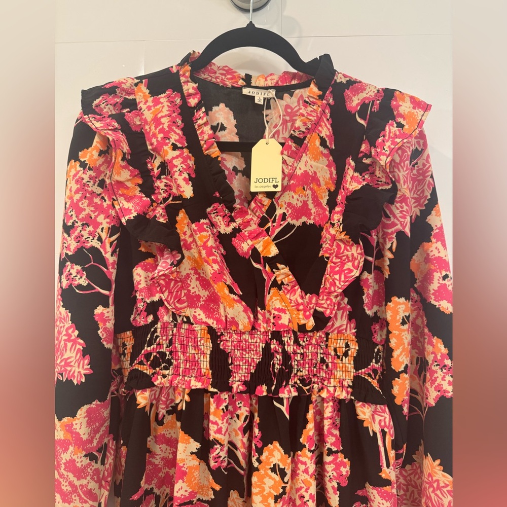 Jodifl  Floral Maxi Dress in Pink and Black - Picture 8 of 8